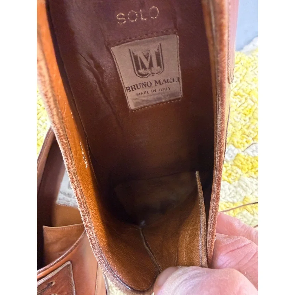 Bruno Magli Solo Mens Brown Leather Oxford Dress Shoes Made in Italy Siz 9 45326